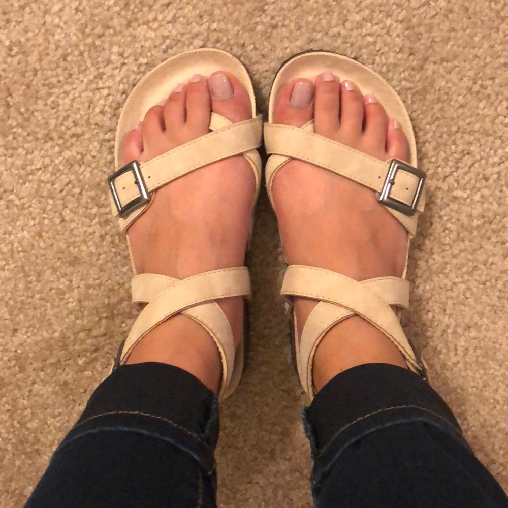 Criss cross suede sandals